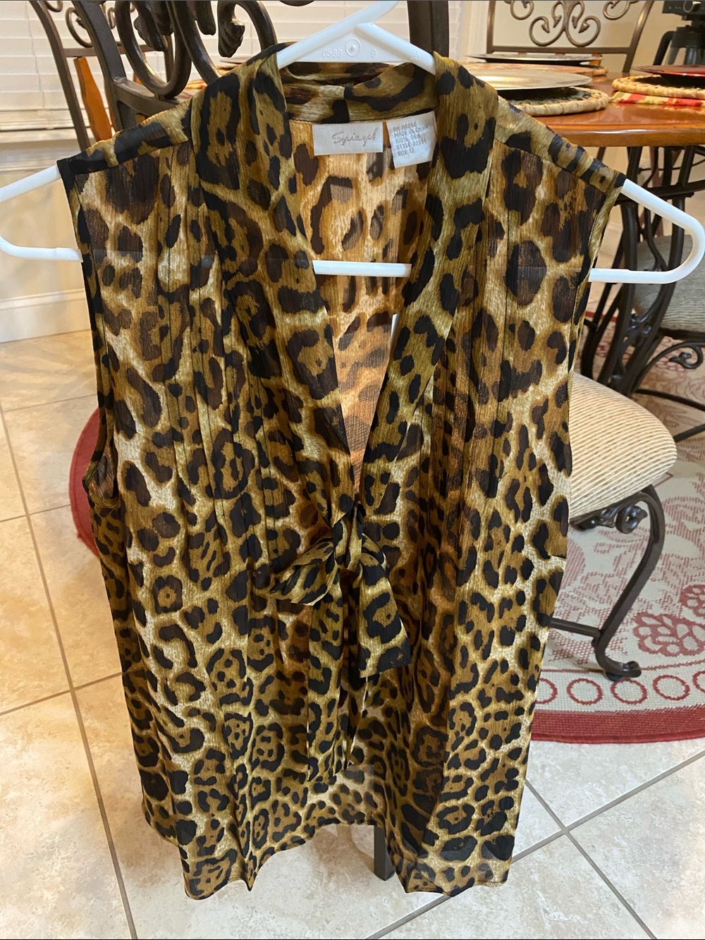 Spiegel NWT Silk Collection Leopard Print Sleeveless Gold Black Top / Sz 12